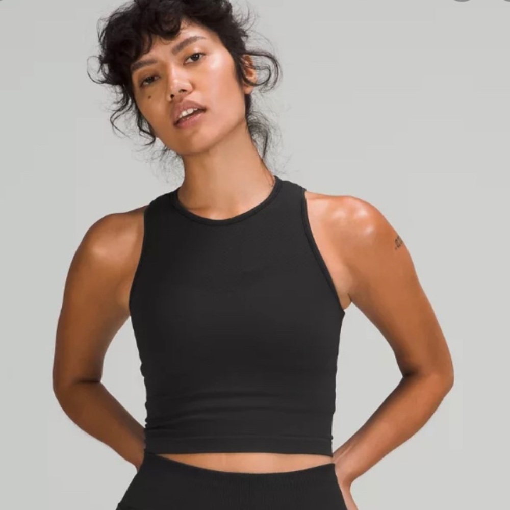 NWT lululemon For The Chill of It Crop Tank Black Size 8